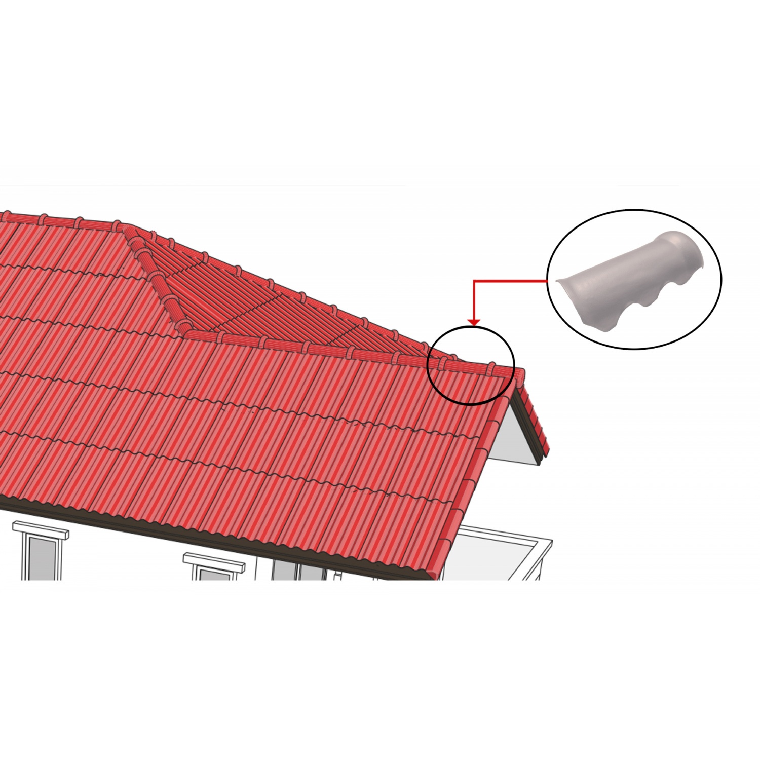โอฬาร ครอบสันโค้ง หลังคาสามลอน สีเทาไททาเนี่ยม