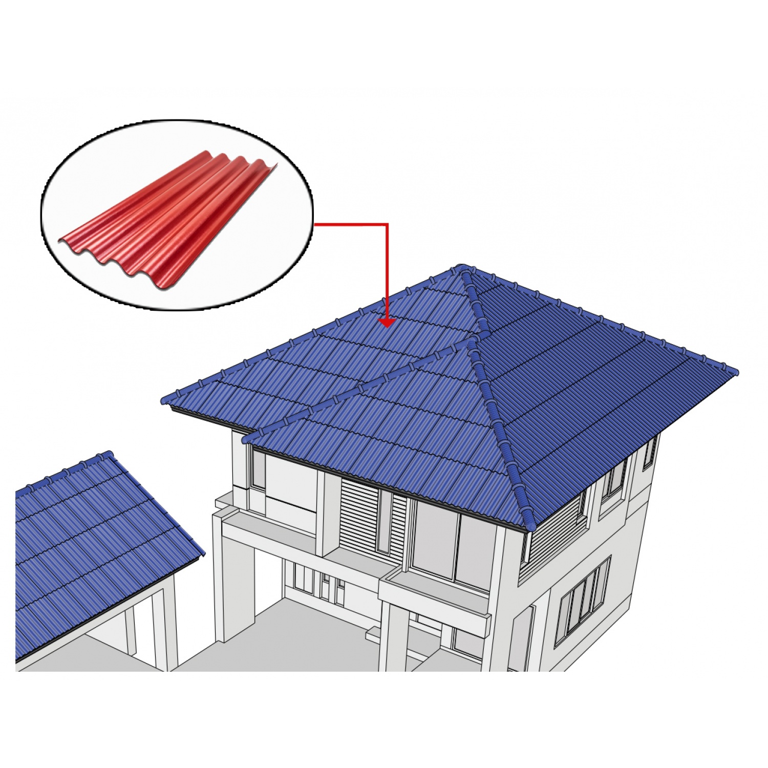 โอฬาร กระเบื้องหลังคา 4ลอน 0.50x50x150 ซม. สีแดงประกายทับทิม