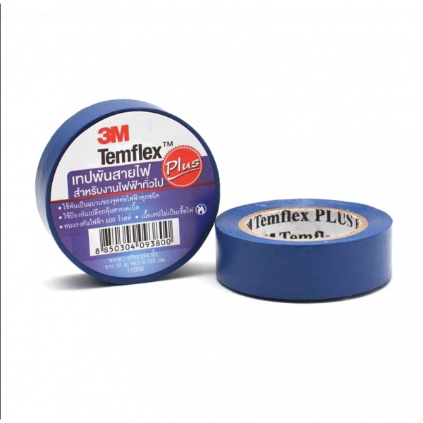 3M เทปพันสายไฟ 3/4นิ้วx10ฟุต #1512 รุ่น TEMFLEX PLUS สีน้ำเงิน