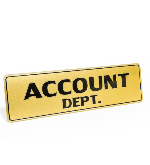ป้ายอลูฯ SGB9101-84(ACCOUNT สีทอง ขนาด 7.5x25 ซม.)