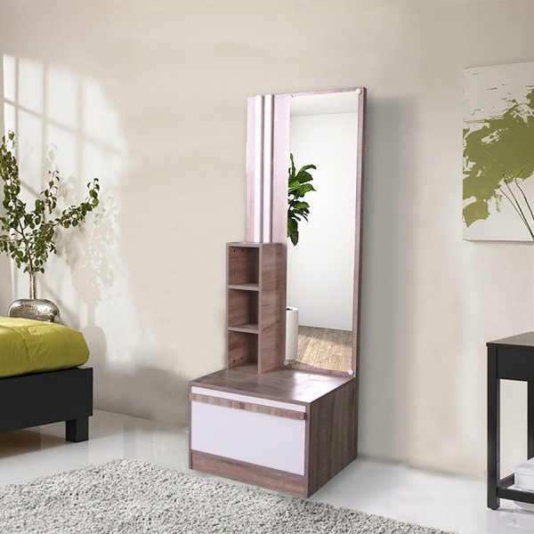 DELICATO โต้ะเครื่องแป้ง(แบบยืน) รุ่น อปาเช่ ขนาด 60x44x170 ซม.สีทูโทน น้ำตาลอ่อน/ขาว