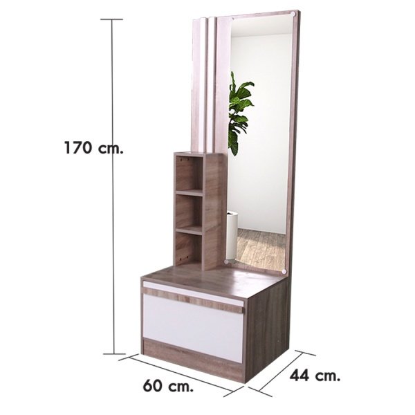 DELICATO โต้ะเครื่องแป้ง(แบบยืน) รุ่น อปาเช่ ขนาด 60x44x170 ซม.สีทูโทน น้ำตาลอ่อน/ขาว