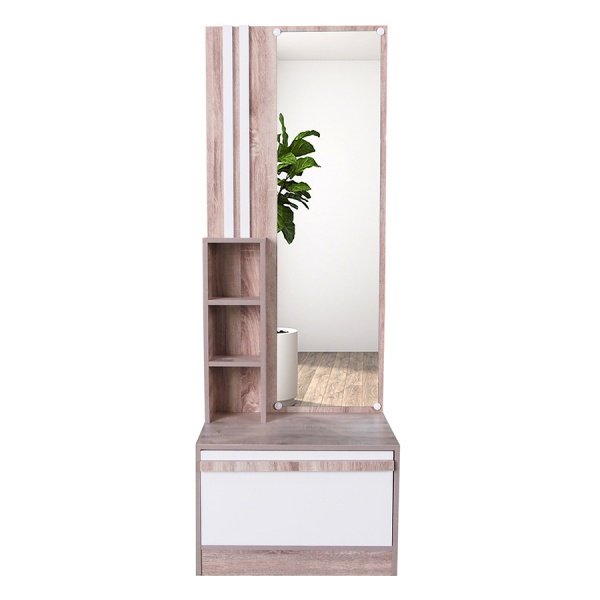DELICATO โต้ะเครื่องแป้ง(แบบยืน) รุ่น อปาเช่ ขนาด 60x44x170 ซม.สีทูโทน น้ำตาลอ่อน/ขาว