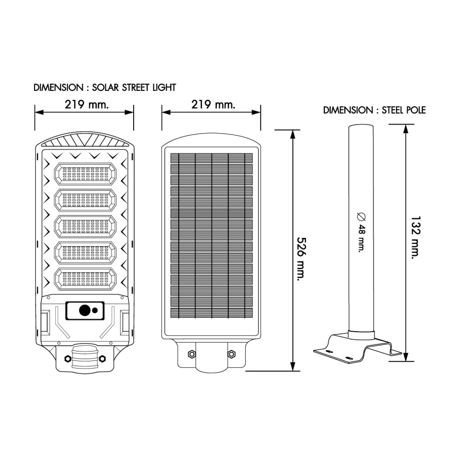 RACER โคมไฟถนนโซลาร์เซลล์ LED 250W 6500K รุ่น MULTI BRIGHT แสงเดย์ไลท์