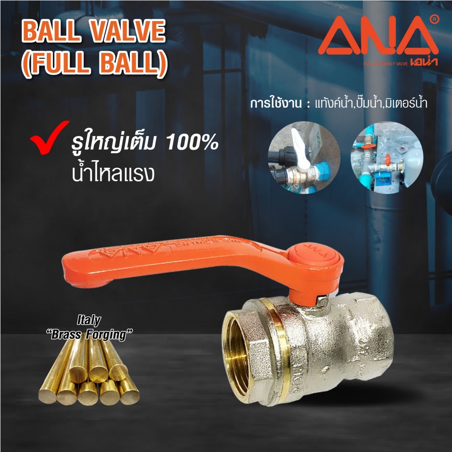 ANA บอลวาล์วทองเหลือง 2" รุ่น BV105