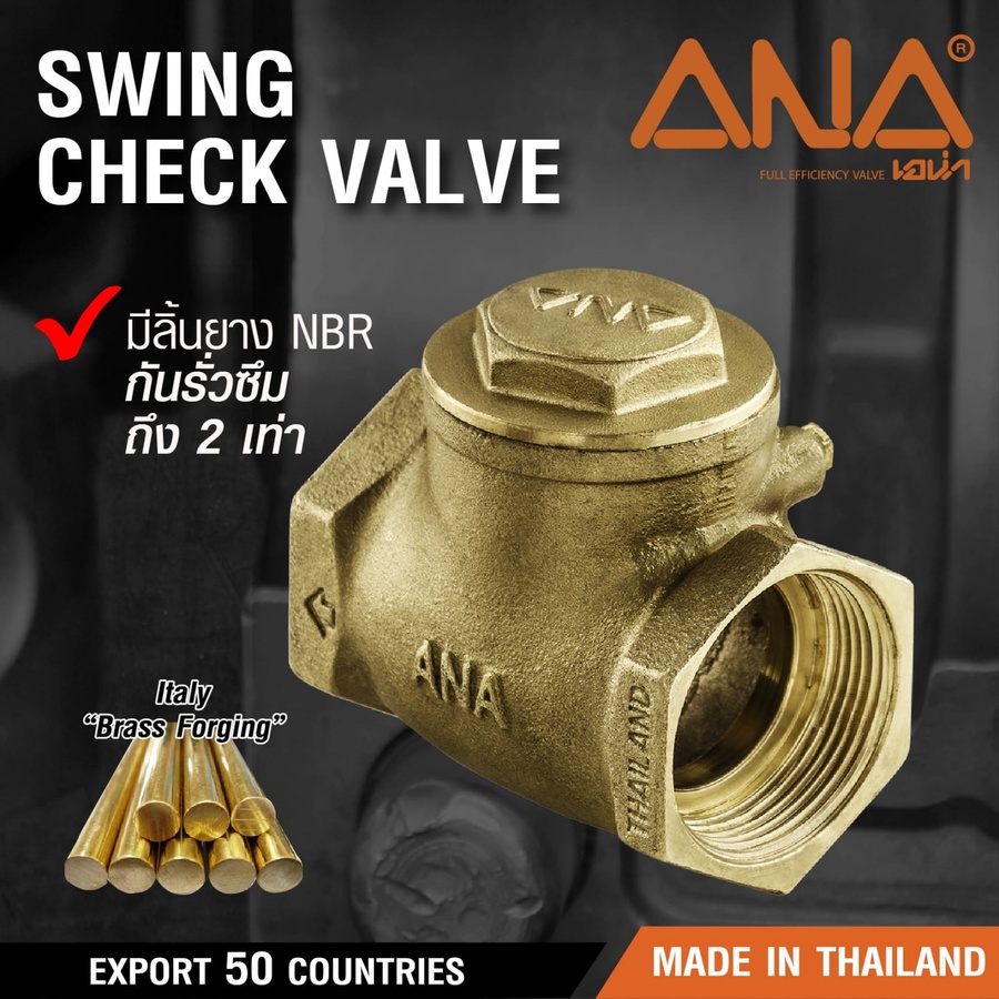 ANA เช็ควาล์วสวิงทองเหลือง 1" ยาง NBR รุ่น E111