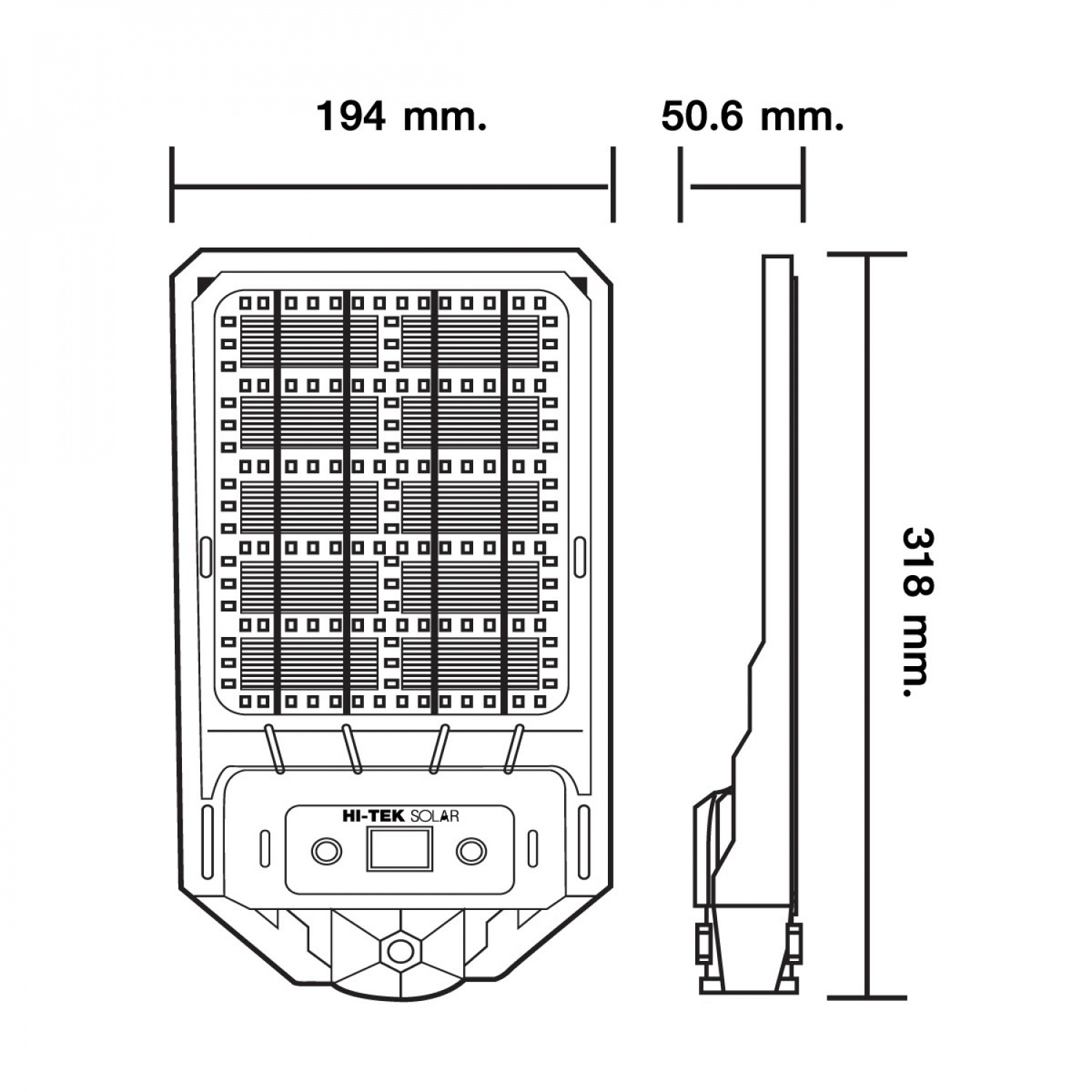 HI-TEK โคมไฟถนนโซล่า LED PHOENIX ชาร์จ 2 ด้าน 100W แสงขาว