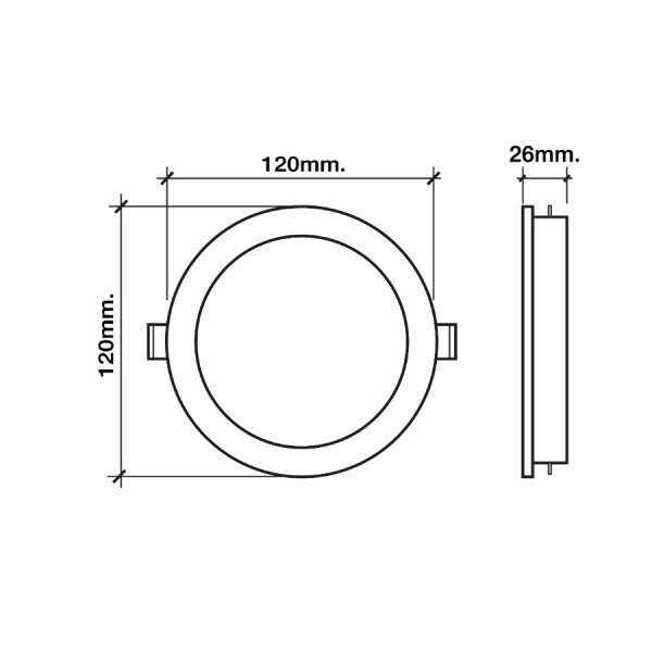 HI-TEK โคมพาเนล LED อีโค่ S ทรงกลม ขนาด 9W แบบฝังฝ้า แสงขาว