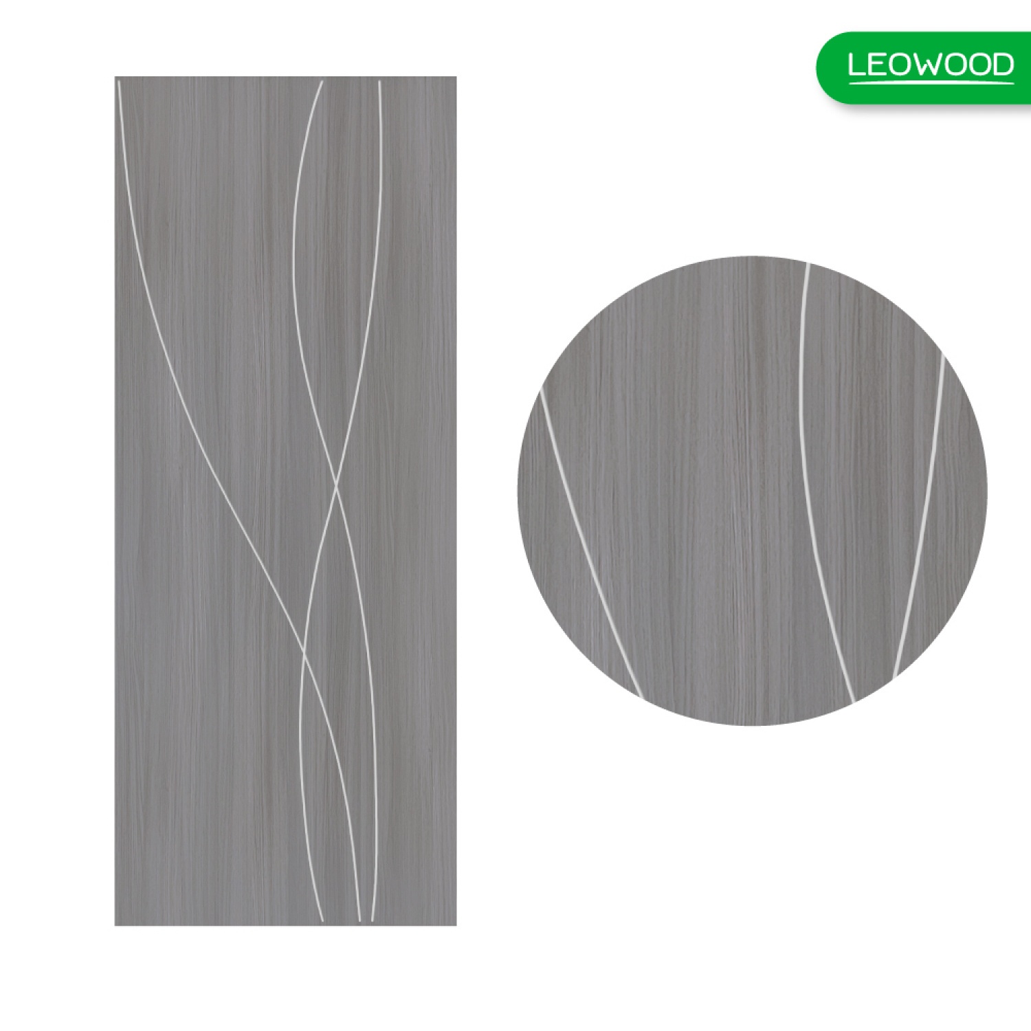 LEOWOOD ประตู UPVC ทนน้ำ ทนปลวก  สี Light Gray ลาย G4 ขนาด 80x200 ซ.ม