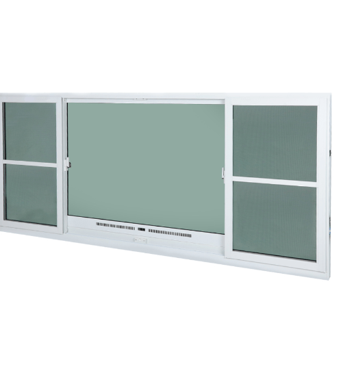 TRUSTAND (J-TRUS) หน้าต่างอะลูมิเนียมมีช่องระบายอากาศ บานเลื่อน SFS JW7-SFS2411-W5G+ 240x110ซม. สีขาว พร้อมมุ้ง