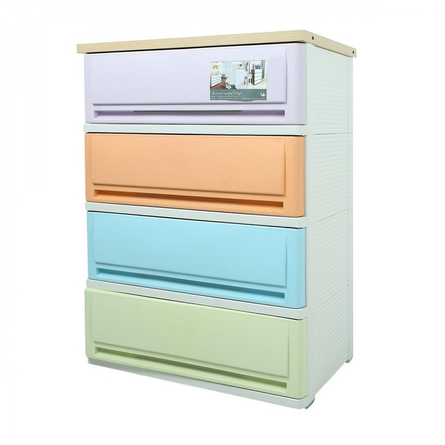 UP ตู้ลิ้นชักพลาสติกมีท็อป 4 ชั้น รุ่น SUMO-WT ขนาด 42x63x90 ซม. สีวินเทจ
