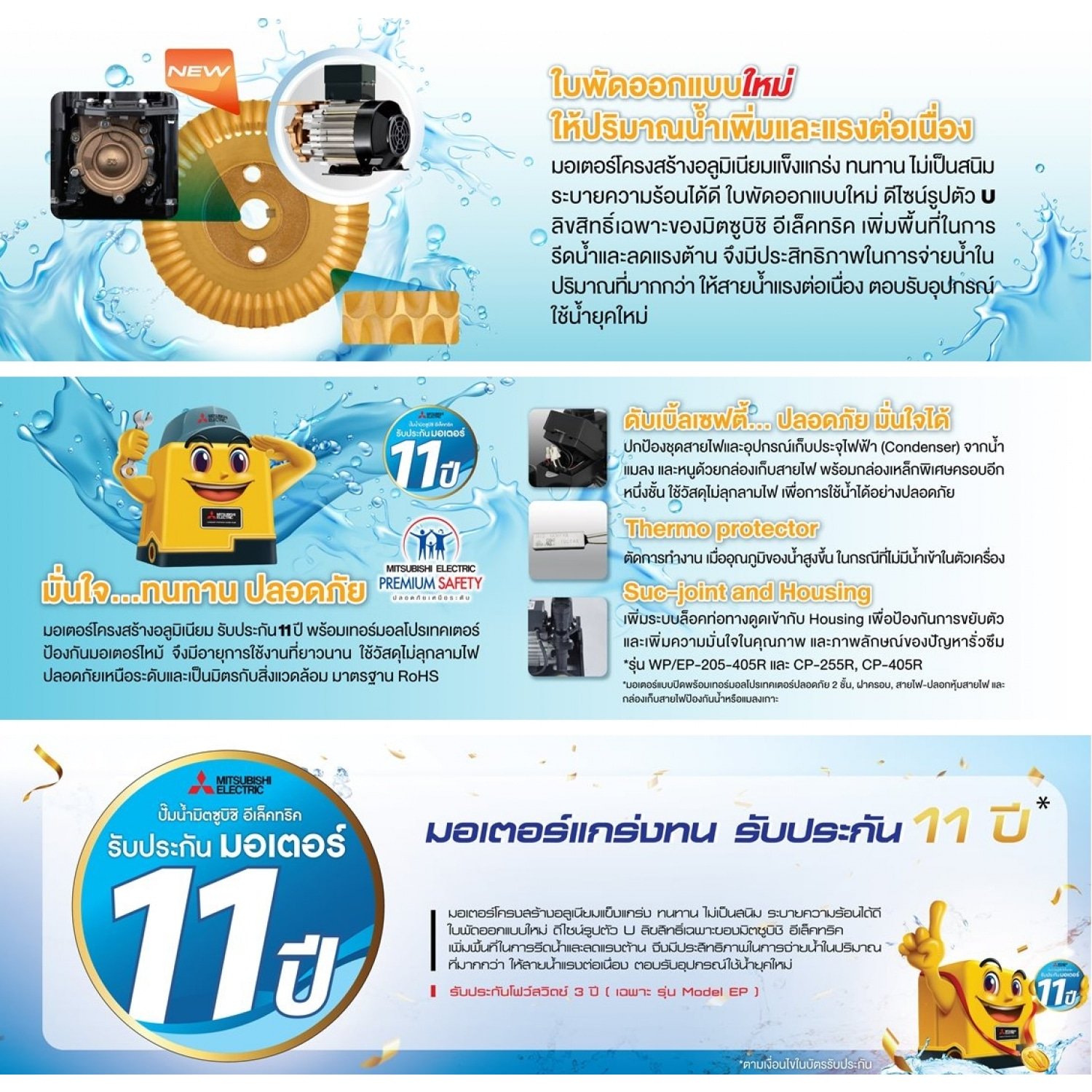 MITSUBISHI ปั๊มน้ำอัตโนมัติ แรงดันคงที่ ขนาด 250 วัตต์ EP-255R2