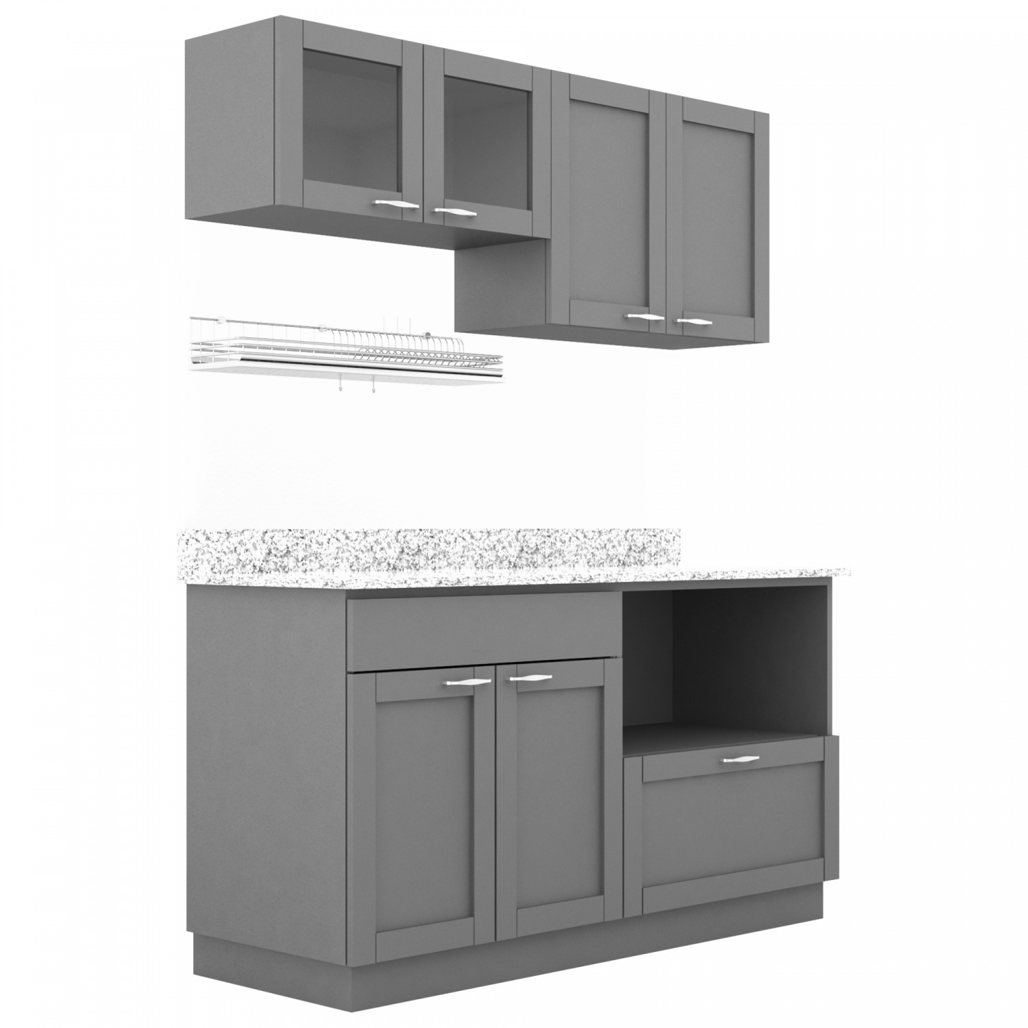 KITZCHO ชุดครัวสำเร็จรูป ขนาด 1.64 เมตร KEC-ZOR-C-FL-00164-GY สีเทา