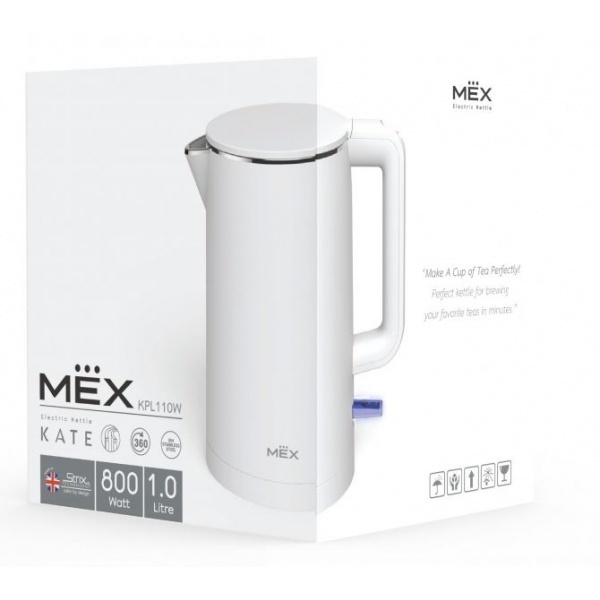 MEX กาต้มน้ำไฟฟ้า ขนาด 1 ลิตร 800-950 วัตต์ รุ่น KPL110W สีขาว