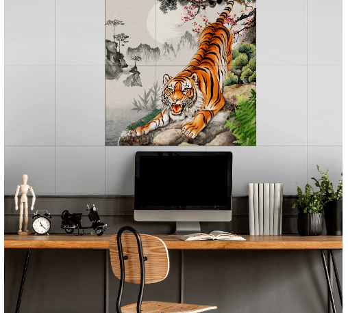 ARTE กระเบื้องผนังภาพชุด 25X40 ซม. เสือมงคล (6P/SET)