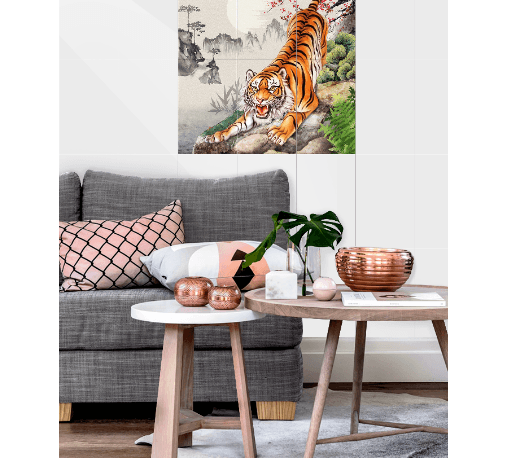 ARTE กระเบื้องผนังภาพชุด 25X40 ซม. เสือมงคล (6P/SET)