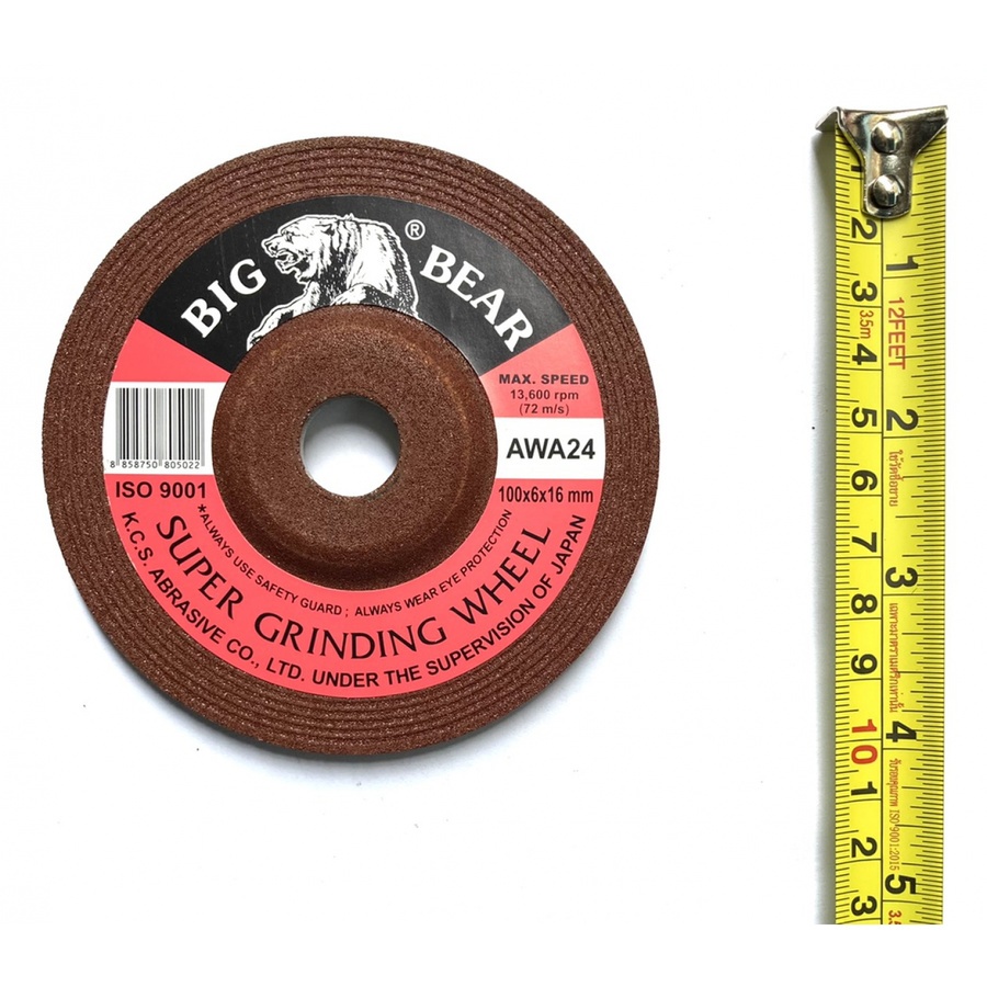 BIG BEAR แผ่นเจียร์เหล็ก ขนาด 4"x6.0 mm (100x6x16mm) สีแดง