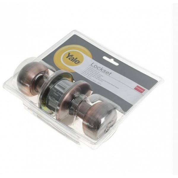 YALE ลูกบิดห้องทั่วไป หัวลูกจันทองเหลือง จานใหญ่ รุ่น KN-VCN5227US11 สีทองแดงรมดำ