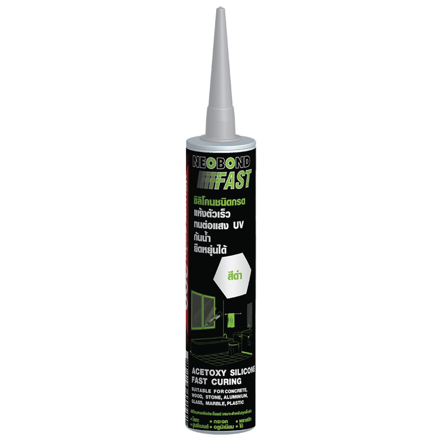 NEOBOND ซิลิโคนแห้งเร็ว Neobond Fast 300 ml. สีดำ