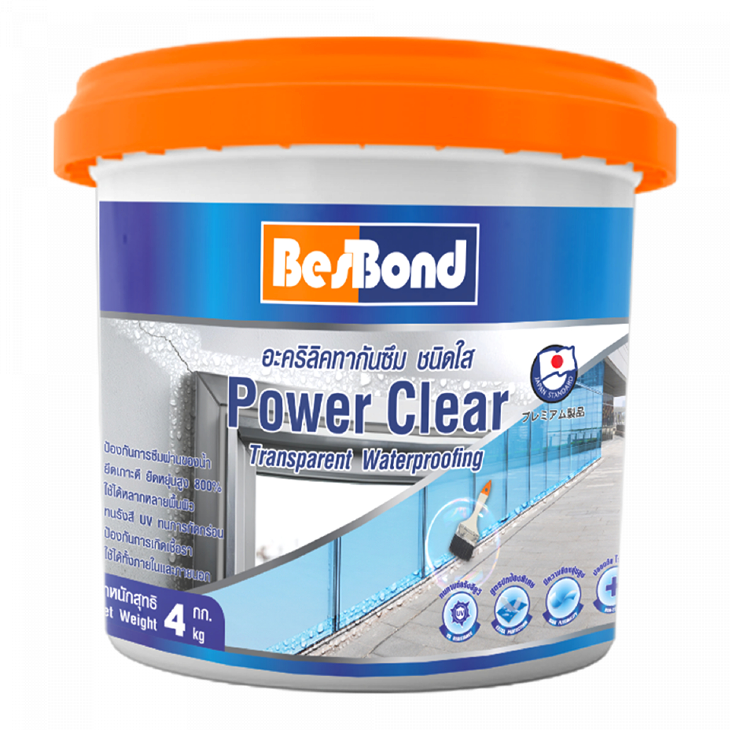 BESBOND พาวเวอร์เคลียร์ อะคริลิคทากันซึม 4 กก. สีใส