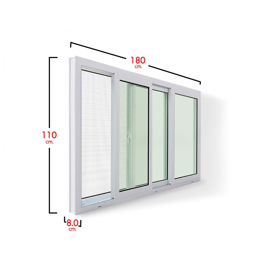 RAKANGTHONG หน้าต่างบานเลื่อนUPVC 3ช่อง 180x110 cm. สีขาว