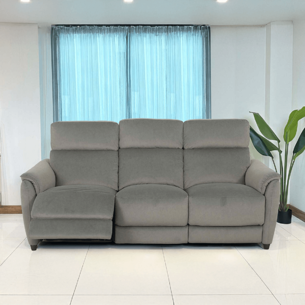 Relax studio โซฟาหนังสังเคราะห์ปรับระดับไฟฟ้า 3 ที่นั่ง ขนาด 205x98-156x100 ซม. รุ่น Orchard  สีเขียวอมเทา