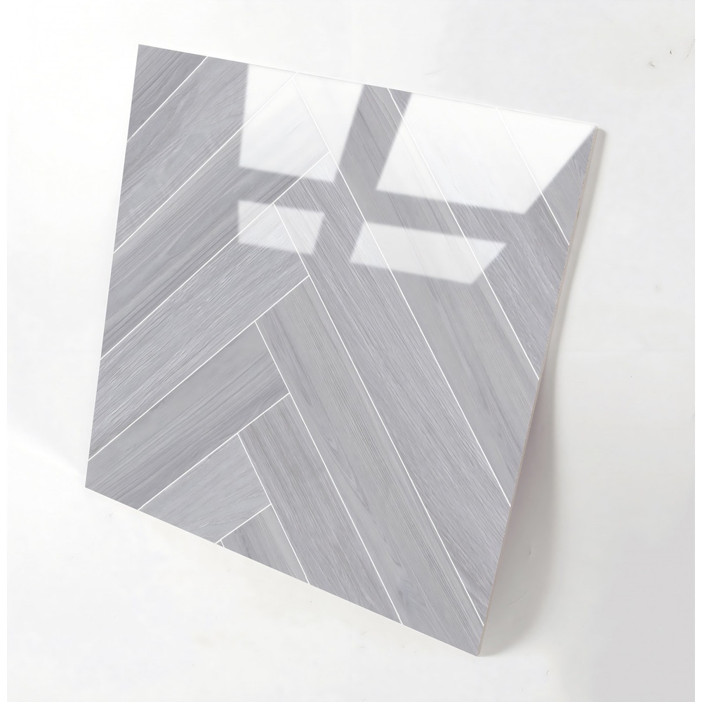 Marbella กระเบื้องพอร์ซเลน 60x60 ซม. รุ่น แฮริ่งโบน วูด เทา TSJCM304274-2306-B Gloss (4P)