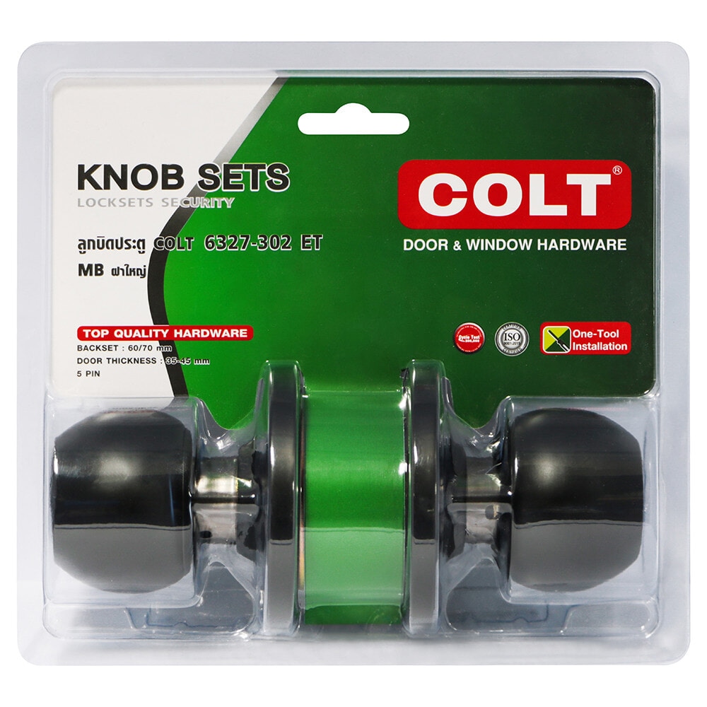 COLT ลูกบิดประตู รุ่น 6327-302 สีดำ ฝาใหญ่