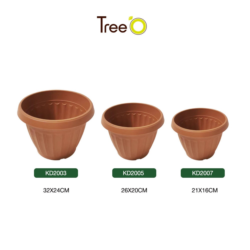 Tree O กระถางพลาสติก  รุ่น KD2007 ขนาด 12นิ้ว สีน้ำตาล