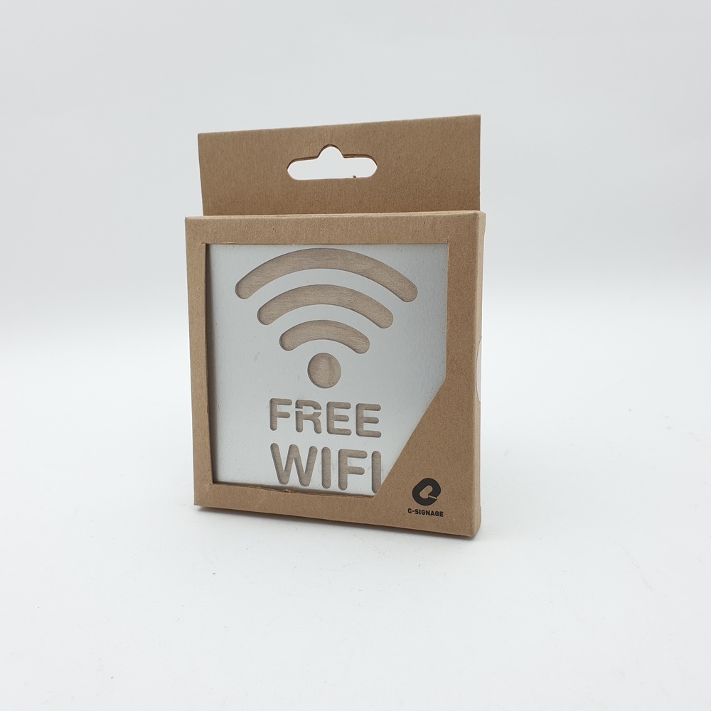 ป้ายอลูฯประกบไม้ CSWSS-006 FREE WIFI ขนาด9x9ซม.