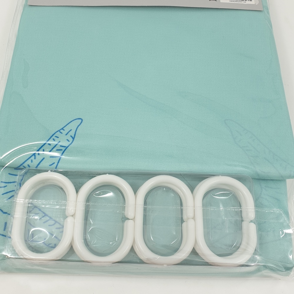 Primo ม่านห้องน้ำโพลีเอสเตอร์ ลายปลาดาว รุ่น DDDF01 ขนาด 180×180 ซม. สีฟ้า