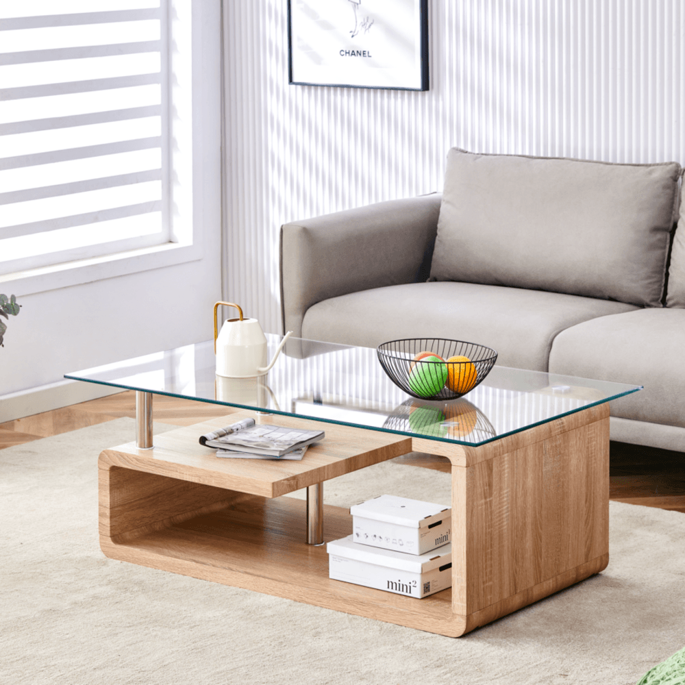 DELICATO โต๊ะกลาง รุ่น SIRINE -01 ขนาด 110x65x42 ซม. สีไม้
