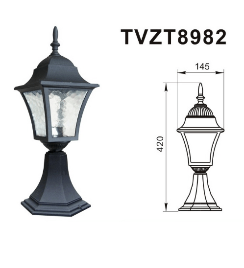 โคมไฟหัวเสา ทรงคลาสสิค สูง 420mm รุ่น TVZT8982 สีดำ
