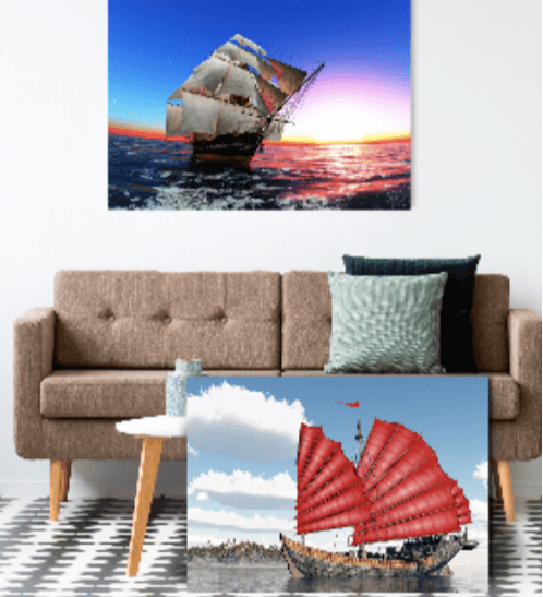 รูปภาพพิมพ์ผ้าใบ Fengshui C7050-10  ขนาด  70x50 ซม. (ก.xส.) NICE   (เรือใบสีครีม)