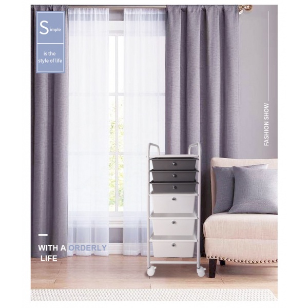 GOME ชั้นลิ้นชักพลาสติก 6 ชั้น ORGANIZER  ขนาด 32.5x38.5x84ซม.รุ่น DMJ03 สีขาว-เทา
