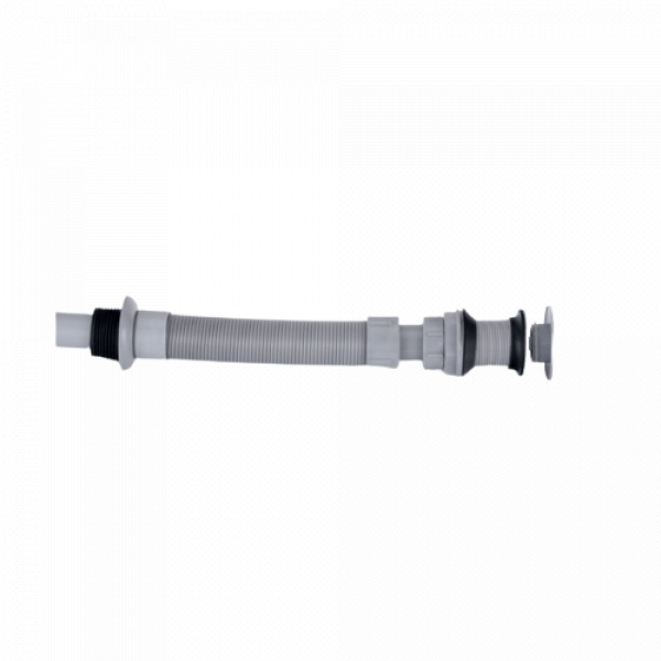 Verno ท่อย่นน้ำทิ้งพลาสติกแบบยืดหดได้พร้อมสะดืออ่าง รุ่น PQS-QL2064 ยาว 80 ซม. สีเทา
