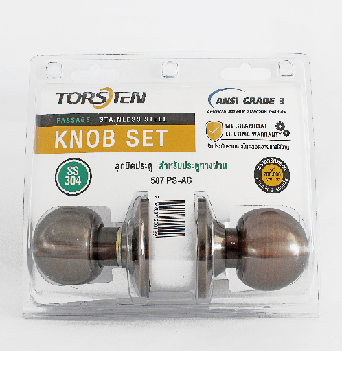 TORSTEN ลูกบิดทางผ่าน สเตนเลส-304 รุ่น 587 PS-AC สีทองแดงรมดำ