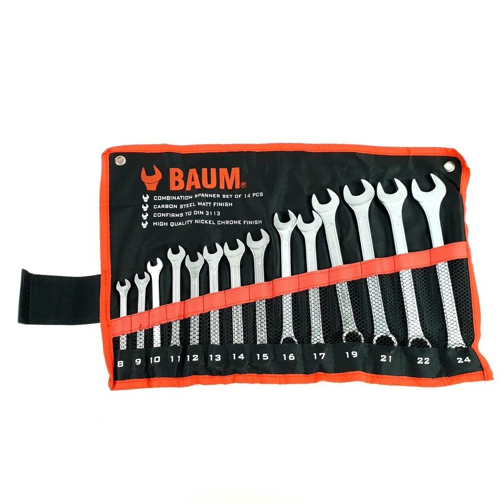 BAUM ชุดประแจแหวนข้างปากตาย  14 ตัว / ชุด (Carbon-Steel)