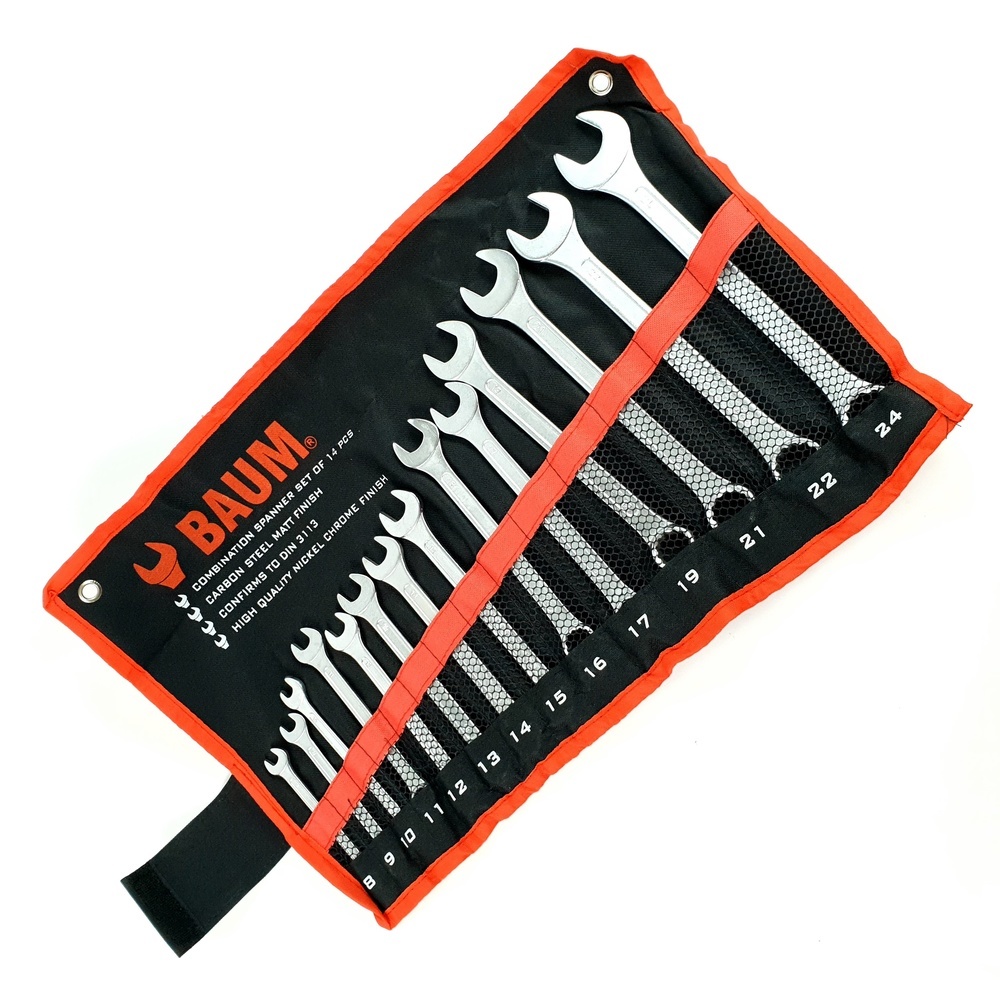 BAUM ชุดประแจแหวนข้างปากตาย  14 ตัว / ชุด (Carbon-Steel)