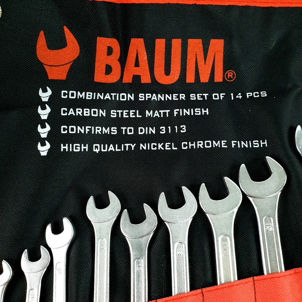 BAUM ชุดประแจแหวนข้างปากตาย  14 ตัว / ชุด (Carbon-Steel)