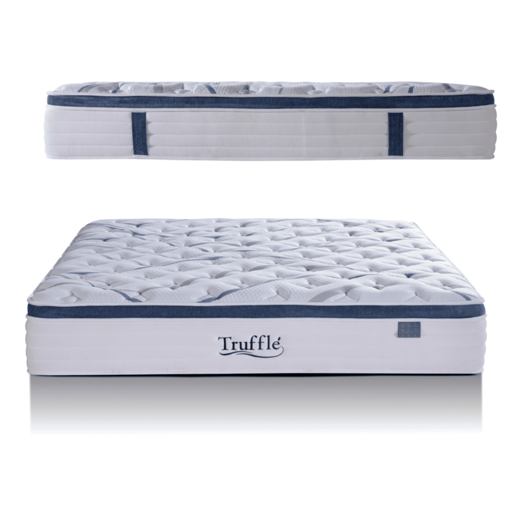 Truffle ที่นอนพ็อกเก็ตสปริงเสริมยางพารา รุ่น Petunia ขนาด 180x200x29 ซม. (6ฟุต) สีขาว-น้ำเงิน