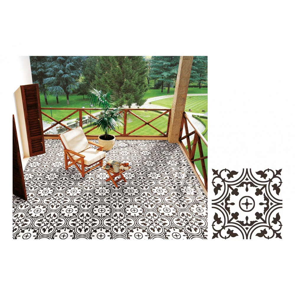 Marbella กระเบื้องเซรามิคปูพื้น 40X40 ซม. รุ่น บลูมฟลาวเวอร์ แบล๊ก JMZ40206 Gloss (12P)
