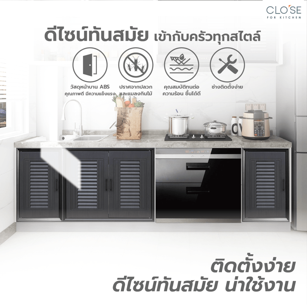 CLOSE บานซิงค์ถังแก๊ส ABS ขนาด 50.8x74.8 ซม. VICTORIA สีชาร์โคล