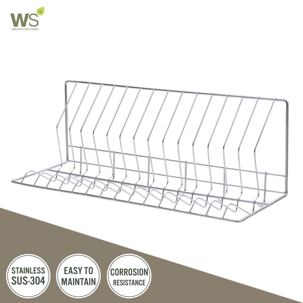 ชั้นวางจานพร้อมขอแขวน  ติดผนัง ขนาด 60 ซม. WR-4001-60