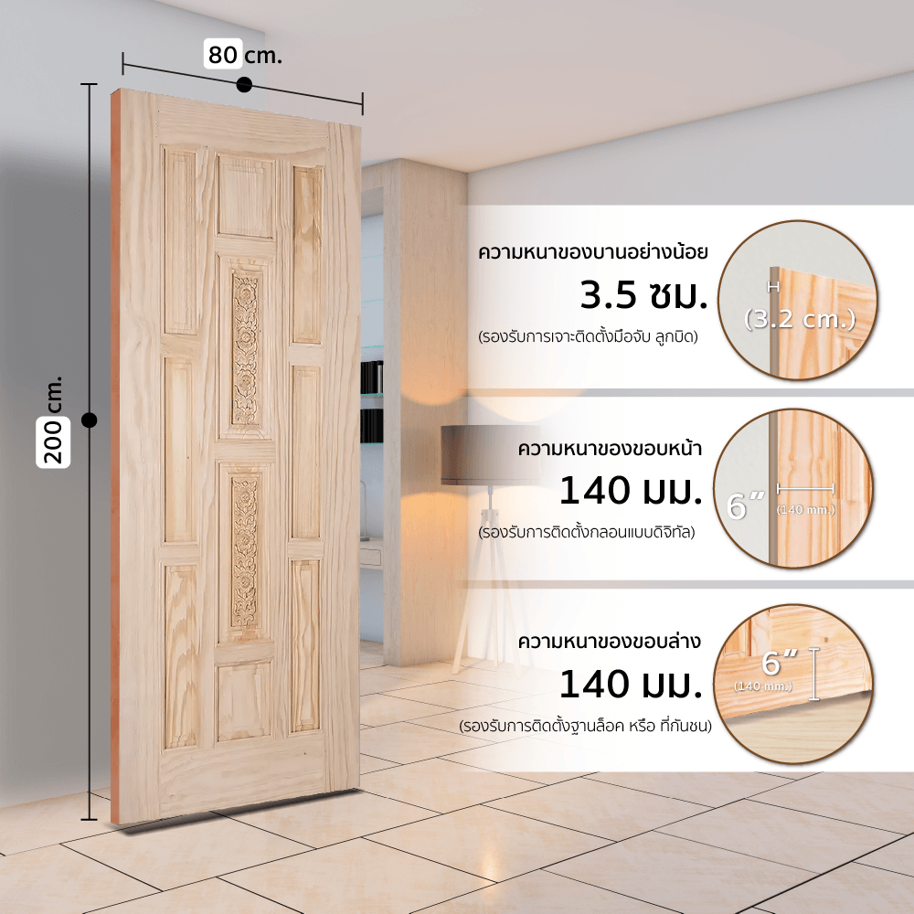 WINDOORS ประตูลวดลาย L120 สนNz 80x200