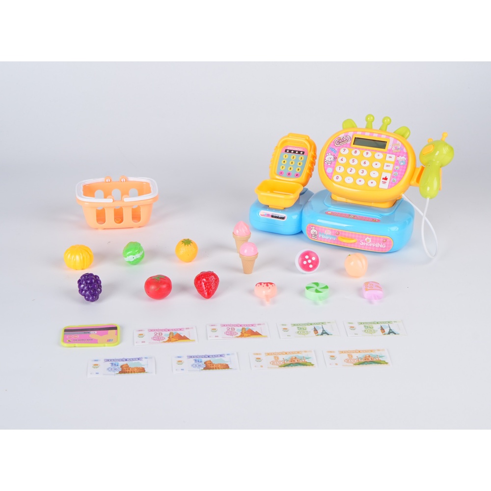 TOYS ของเล่นเครื่องแคชเชียร์คิดเงินพร้อมตะกร้าผลไม้ รุ่น L858-3H ขนาด 28x17x17 ซม. คละสี
