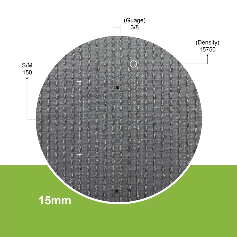 POLLO หญ้าเทียมตกแต่ง รุ่นVega-S1525 ขนาด15มม. กว้าง2เมตร x ยาว5 เมตร สีเขียว