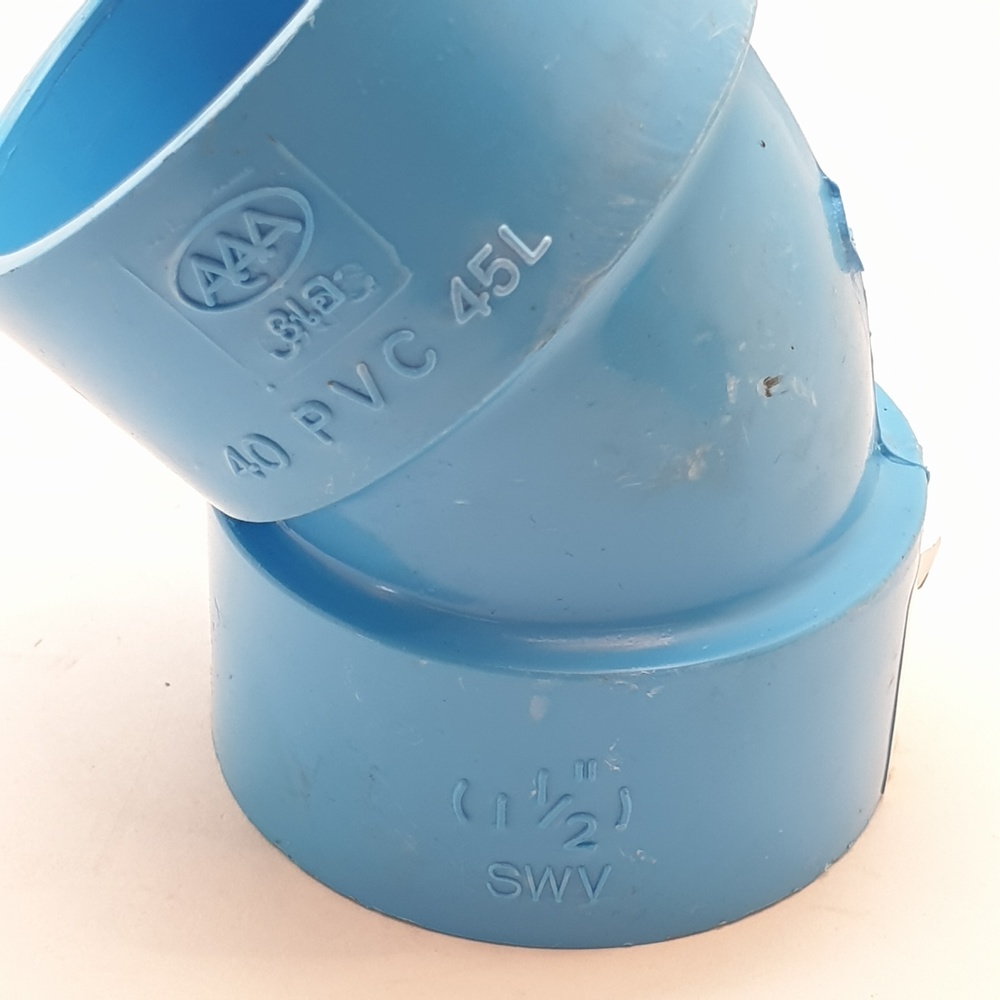 AAA ข้องอ 45 บาง 1 1/2"(40) ชั้น 8.5 สีฟ้า