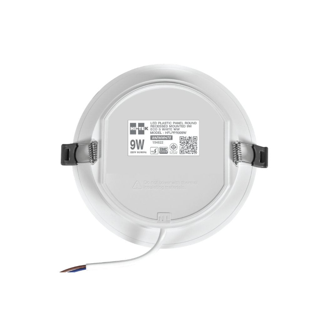 HI-TEK โคมพาเนล LED อีโค่ S ทรงกลม ขนาด 9W แบบฝังฝ้า แสงนวล