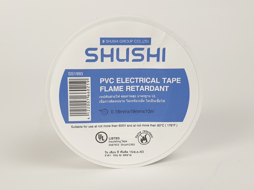 SHUSHI เทปพันสายไฟทั่วไป ¾” 0.18mm ยาว 10m รุ่น SS1993-102 white